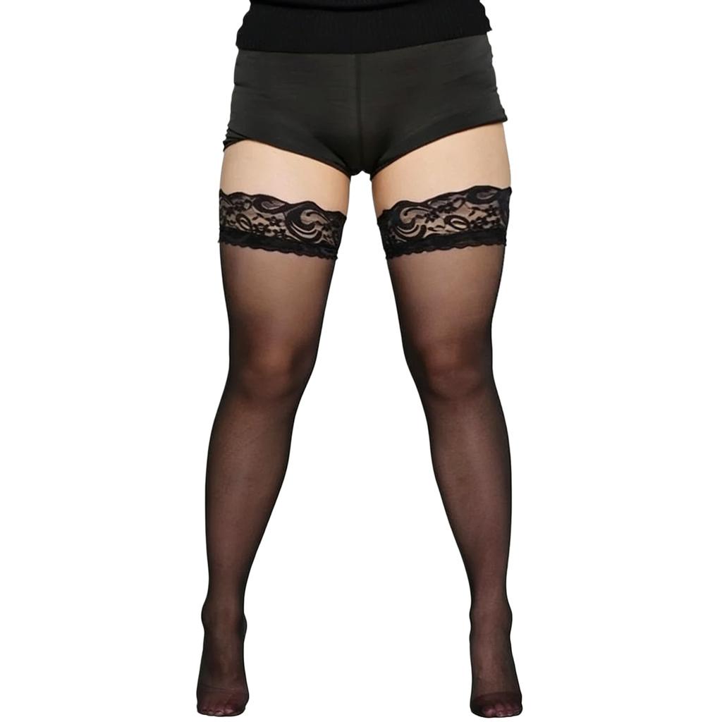 1 Pair Elegant Lace Top Socks for Women Plus Size Thigh High Long Length