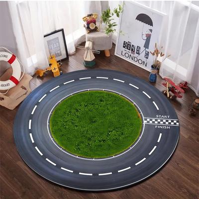 Vintage Racetrack Round Rug Start Finish Line Print NonSlip Floor Mat for Kids Room Playroom Patio Outdoor Home Decor