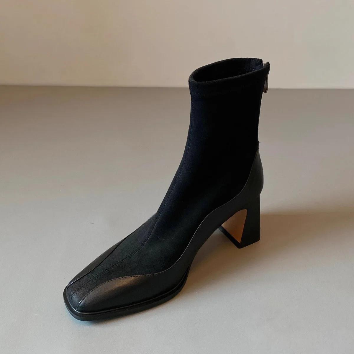 

Весна 2025 Новые Французские Ретро Ботильоны на Высоком Каблуке Женские Британская Мода Женская Обувь 38