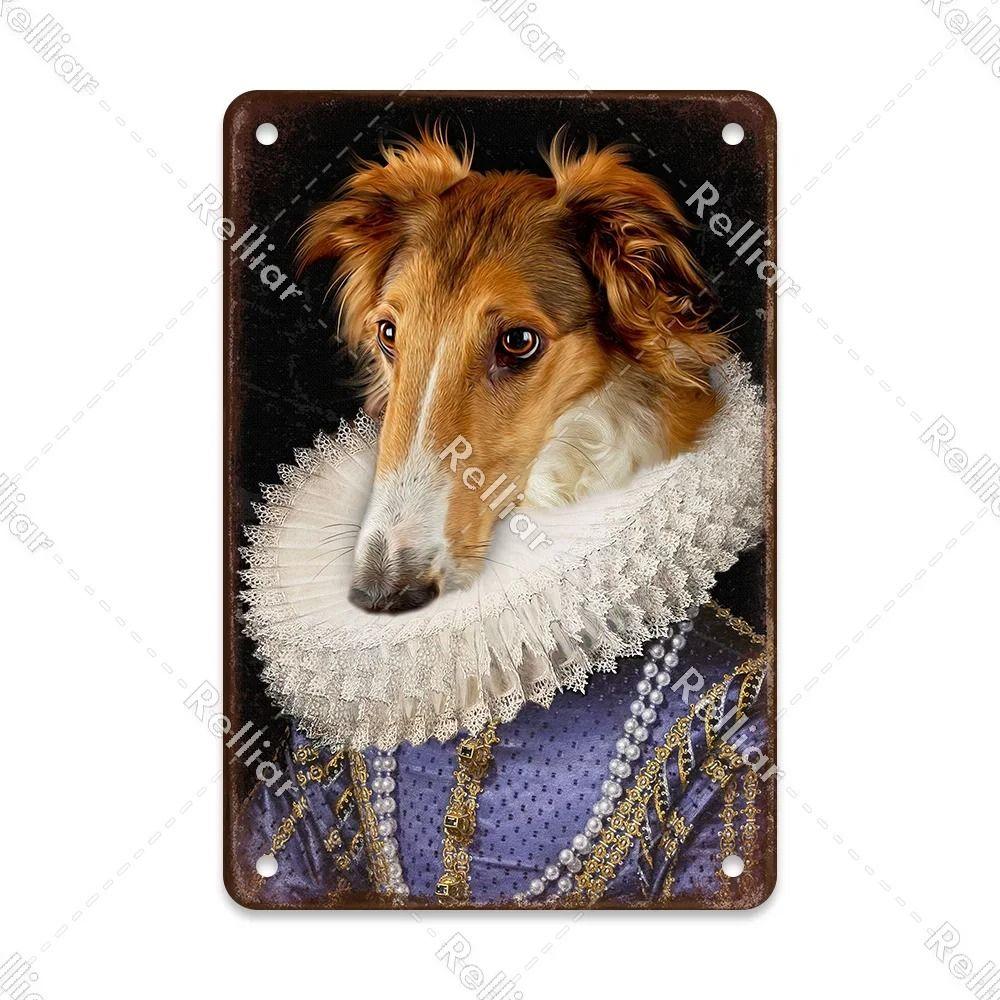 Metal Sign Gentleman Dog Wall Decor, Vintage Tin Plate for Living Room 20x30 cm