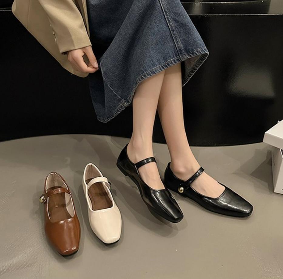 Fashion Retro women Simple Mary Jane Shoes Elegant Casual Flat Comfortable Ballerina Shoes Women's Soft-soled Shoes Chaussure