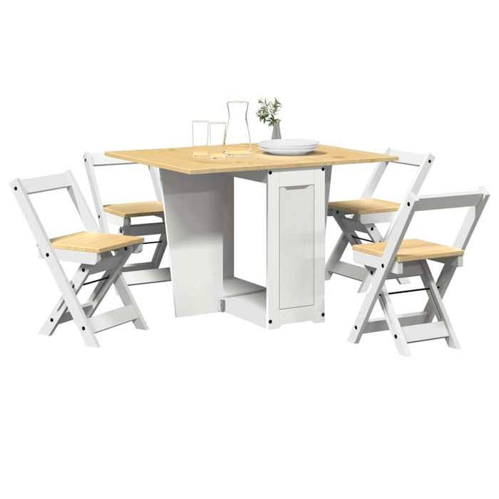 VidaXL Ensemble à manger papillon 5 pcs Corona pliable blanc bois pin, ensemble de table à manger, table et chaises à 3295717