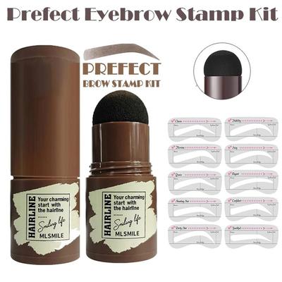 EyeBrow Stamp Shaping Kit Eyebrow Stencils Waterproof Long Stick Shape Stamp Brow Lasting Natural Contouring Makeup Kit