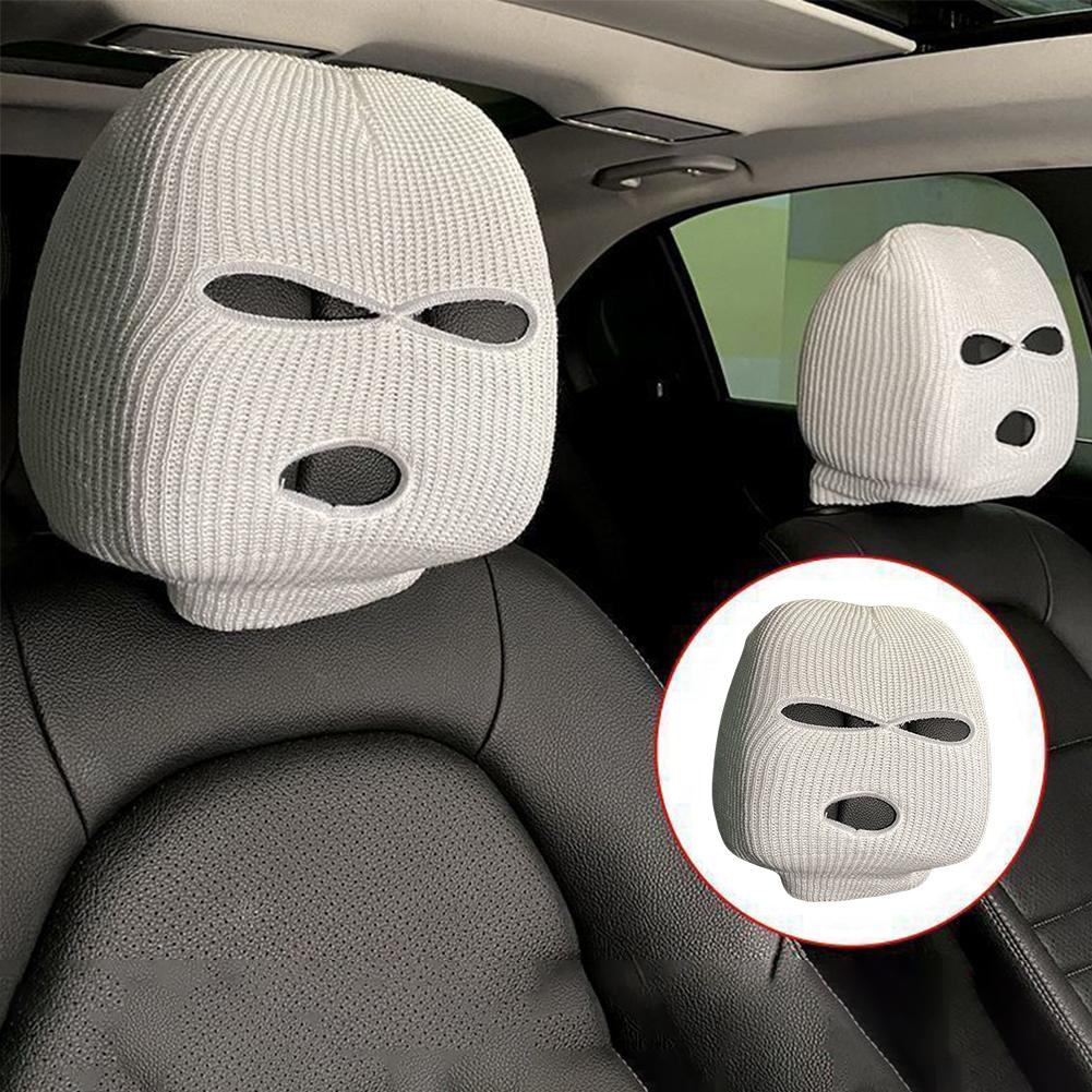 Halloween Funny Face Car Headrest Covers Three Hole Elastic Seat Protector Decoration Anti-Theft Warning for Car Interior Seats