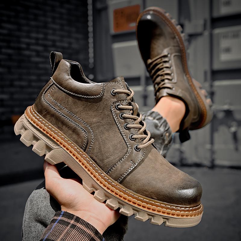 Men's Genuine Leather Retro Large Size Ultra-light Handmade Casual Shoes Men's High-top Ankle Boots