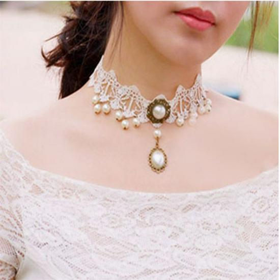 

Элегантное европейское и американское белое кружевное ожерелье на ключицу - изысканные модные украшения