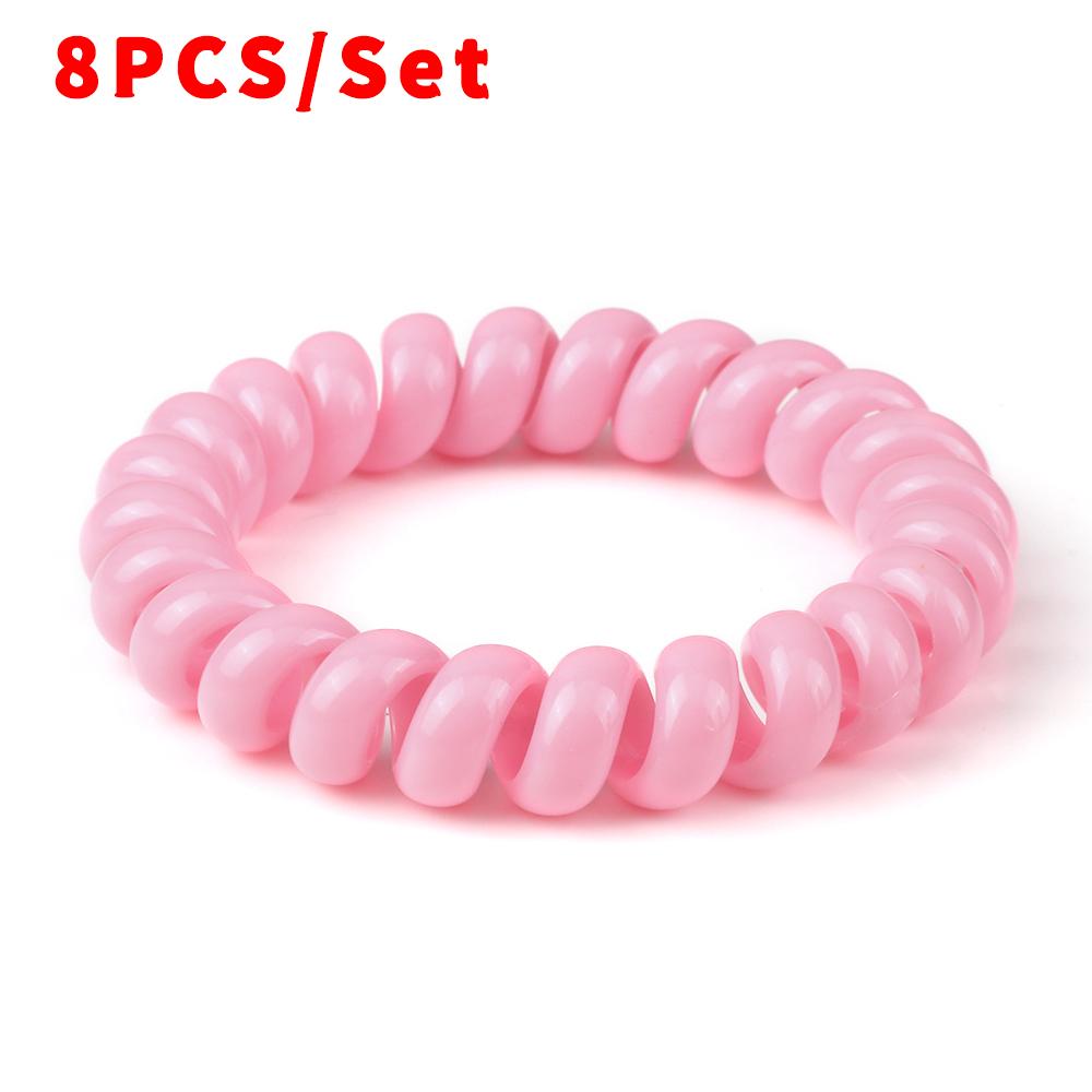 8PCS/Set Fashion Girls Telephone Wire Elastic Hair Bands Hair Ties for Women Ponytail Holder Hair Rope Accessories Gum