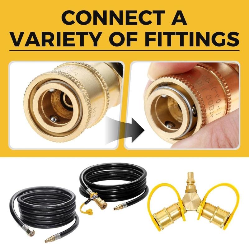 High Flows Gas Quick Connecting Fittings 1/4Inch with Adjustable Flame Control up to 30000BTU for Camping Equipment