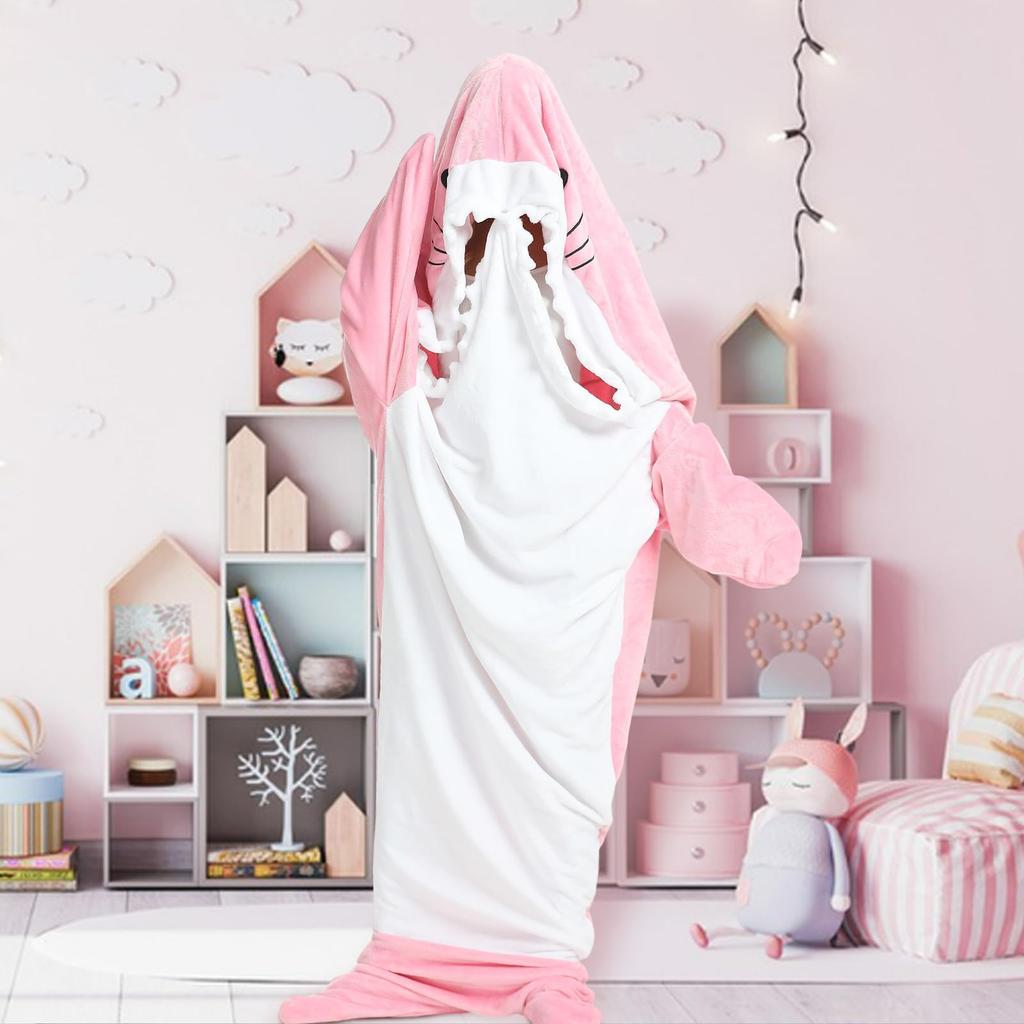 Formemory Shark Sleeping Bag Kigurumi Cute Shark Flannel Soft and Cold Weather Lightweight and and Winter Pajamas One Pajamas, Pajamas, Comfortable,