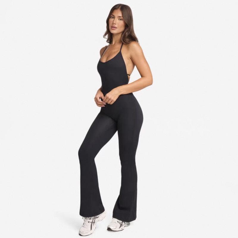 Prodyšný evropský a americký jogový oblek: Pot odvádějící, Přiléhavé, Mírně rozšířené od kolen, Zvedající hýždě, Stahující břicho, Tvarující postavu Jednodílné fitness oblečení