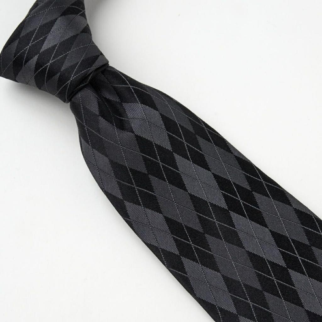 [Ogier] Men's 100% Silk Jacquard Tie, Regular Tie, Argyle Pattern, Gift, Business, Stylish, 8cm Width