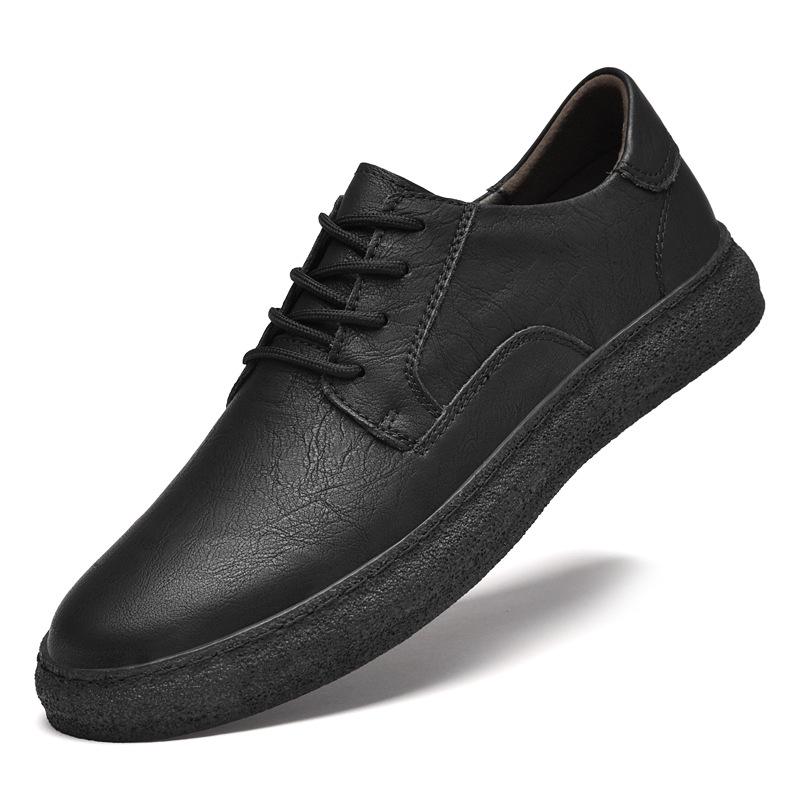 Men s Autumn Sneakers: Hand-grab Pattern, Two-Layer Cowhide, Comfortable, Breathable, Youthful Style with Hidden Height Increase 42