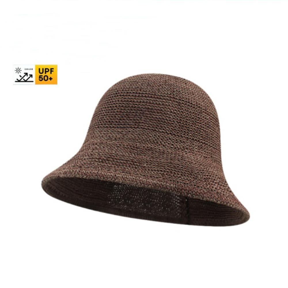 Casual Solid Color Bucket Hat Korean Style Foldable Visor Hat Breathable Knitted Sun Protection Hat For Women