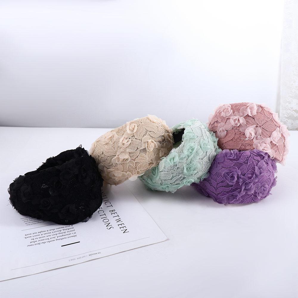 Mesh Wide Hair Hoop Spring Non-slip Lace Headband Women Hair Hoop Flower Headband Korean Hairbands