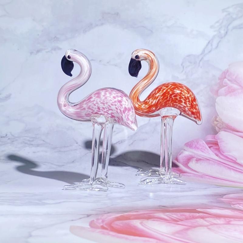 Glass Flamingo Figure Collectible Animal Figurine Sculpture Glass Art Weddings Anniversary Valentines Gift for Women