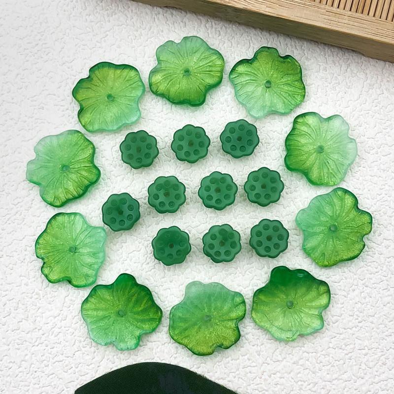 20Pcs Glass Lotus Flower Lotus Seedpod Beads Diy Jewelry Making Supplies Accessories For Handcraft Craft Kit