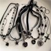 Gothic Black Cross Heart Star Pendant Choker Necklace Women Punk Vintage Aesthetic EMO Grunge Y2K Charm Neck Jewelry Accessories