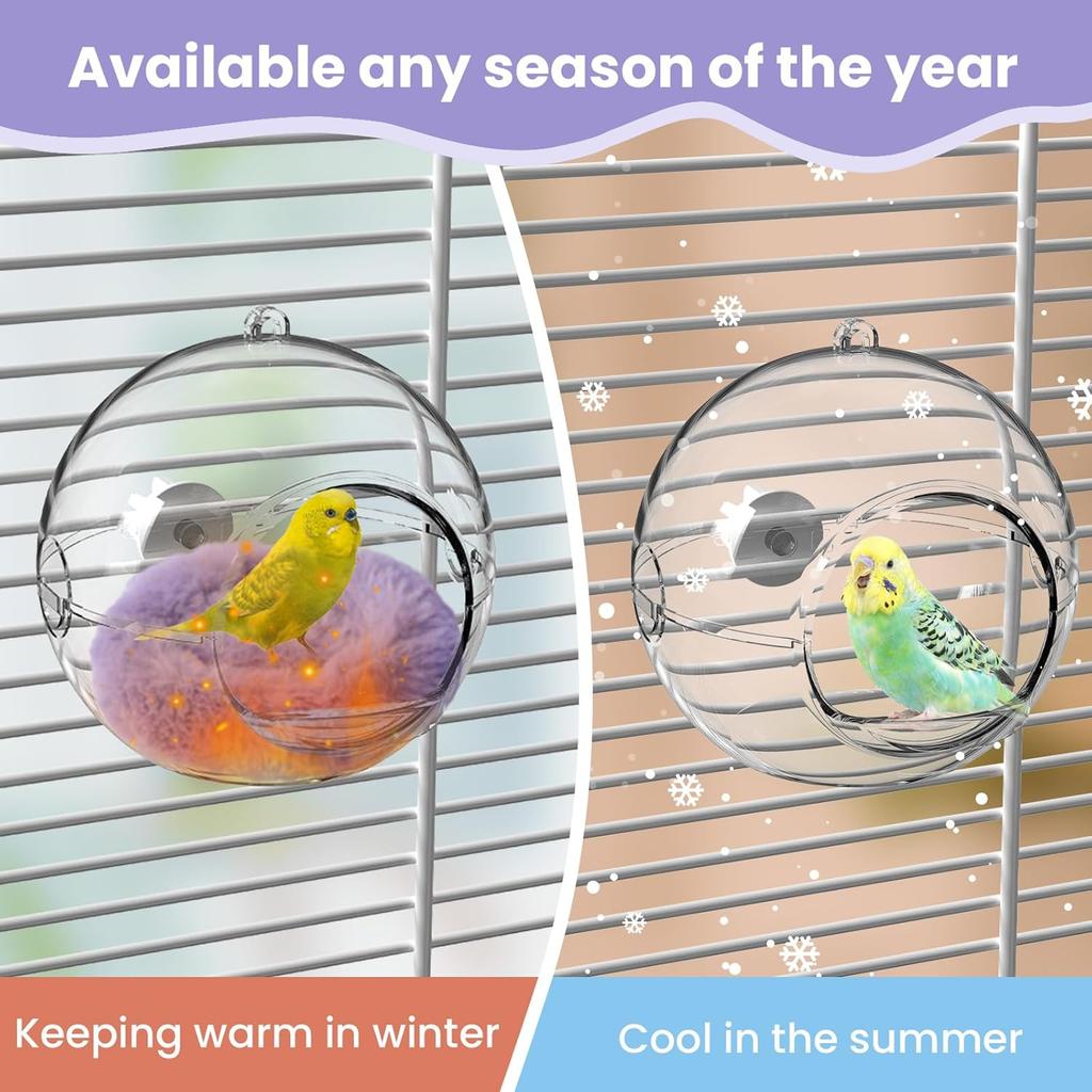 Bird Nest for Cage,Parakeet Nest,Small Bird House,Transparent Can Be Observed,Bite-Proof Can Be Hung in The Bird Cage with Cotton Pads Suitable for