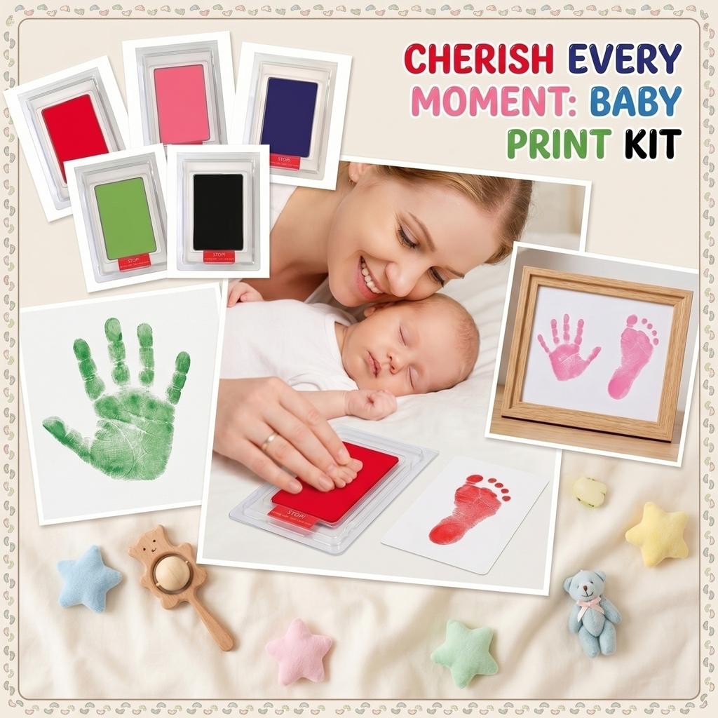 Neugeborenes Berührungsloses Handabdruck Fußabdruck Set Sichere Tintenlose Abdruckkarten für Baby-Erinnerungsstück Hand- und Fußabdrücke festhalten