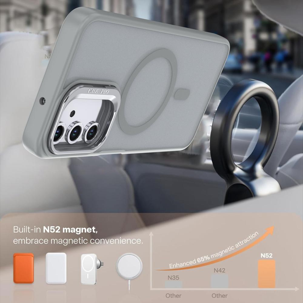 KEYSION Lens Stand Magnetic Phone Case for MagSafe for Samsung Galaxy A54 5G A34 A14 4G A04S Matte Translucent Shockproof Cover