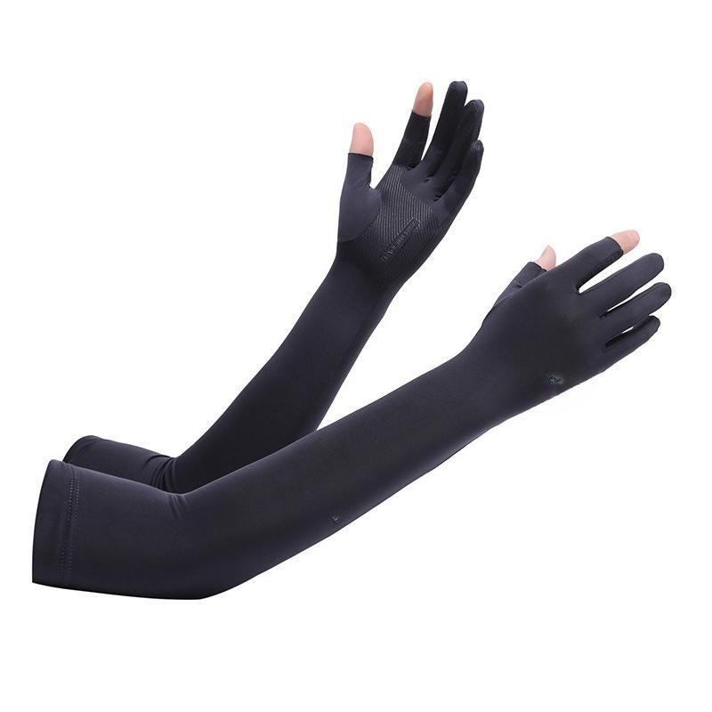 Sunscreen Ice Sleeves Men s and Women s Half Fingers Outdoor Sports Driving Ice Sleeves UV Protection Arm Gloves Arm Ice Sleeves One Size чёрный