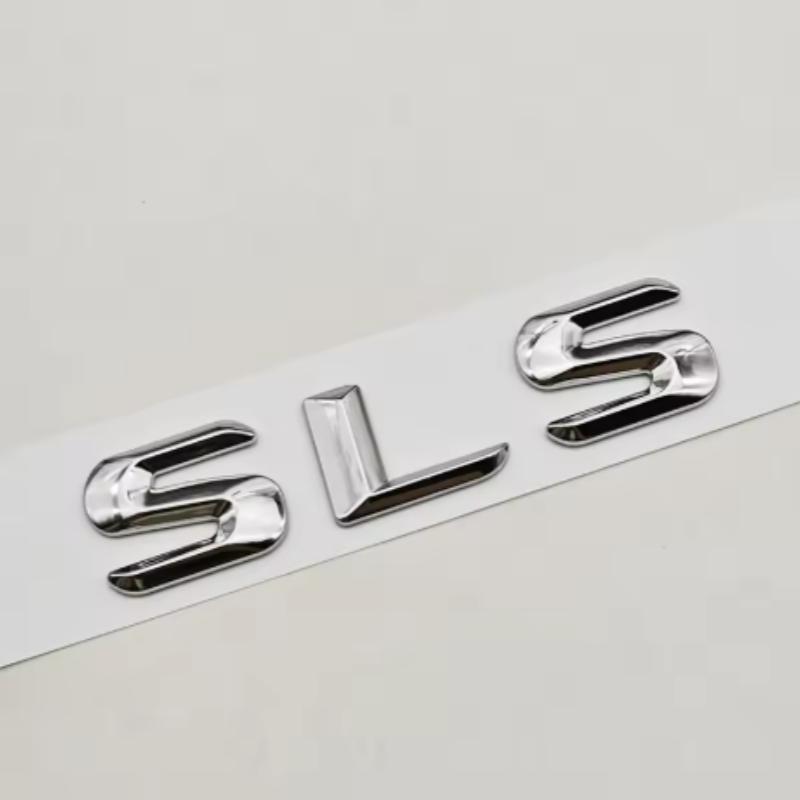 For Mercedes Benz 3D ABS Car Letters Logo SLS Badge Rear Trunk Emblem Decals For Mercedes Benz SLS C197 R197 Tail Marking Accessories