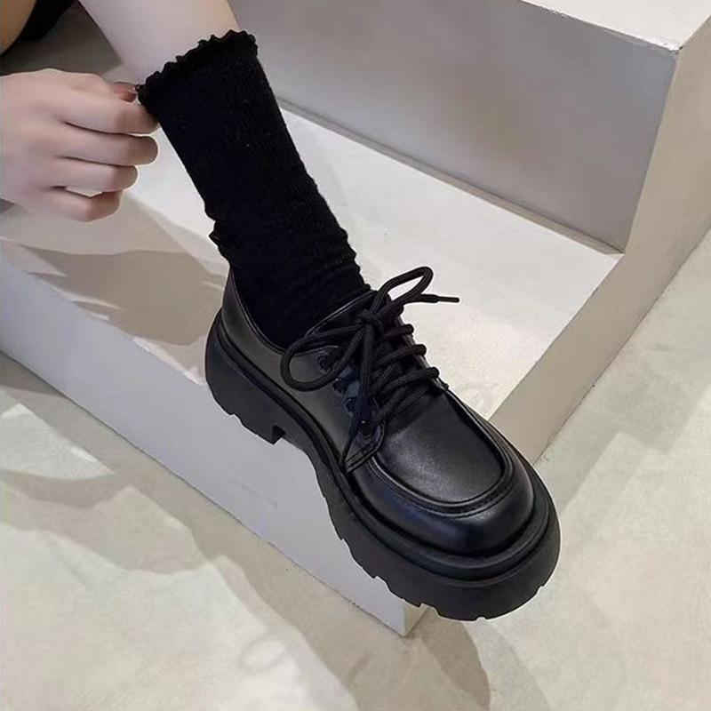 

2025 new platform small leather shoes 2025 new spring and autumn retro British style jk shoes black versatile with skirt 35