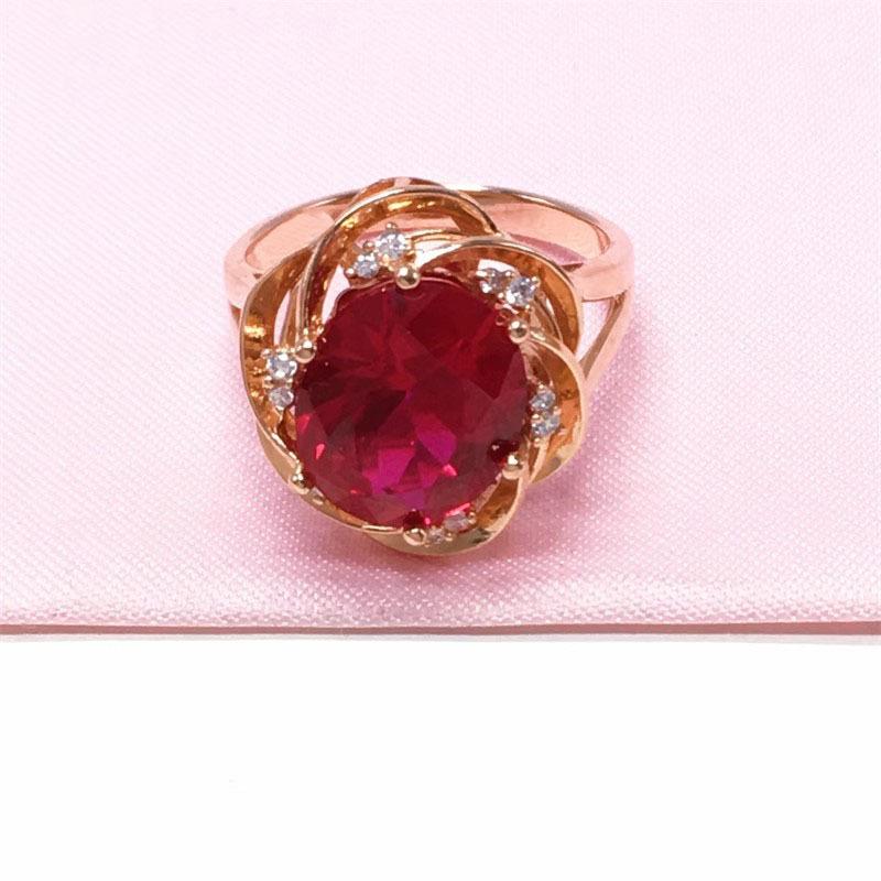 

Russian Purple Gold Lace Oval Ruby Ring Rose Gold Plated Generous Zircon Ring Jewelry open and adjustable