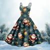 Women's Christmas Print Casual Fashion Round Neck Mid-Length Dress
