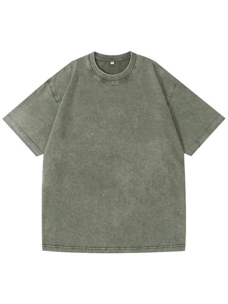 Unisex Vintage Washed Cotton T-Shirt - Loose Fit, Distressed Style