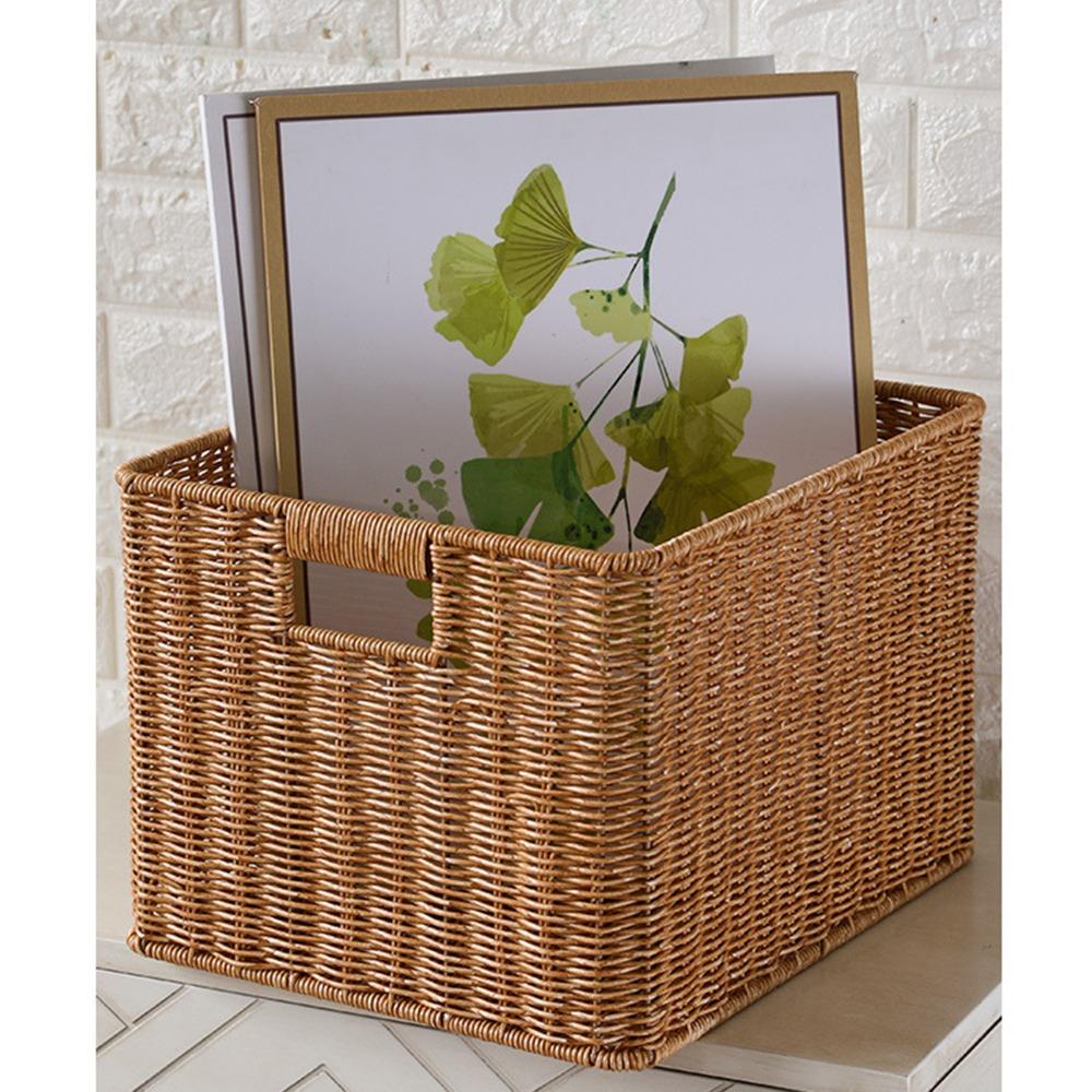 Stylish With Handles Storage Basket Woven Look Woven Organizer Rattan Basket Bedroom
