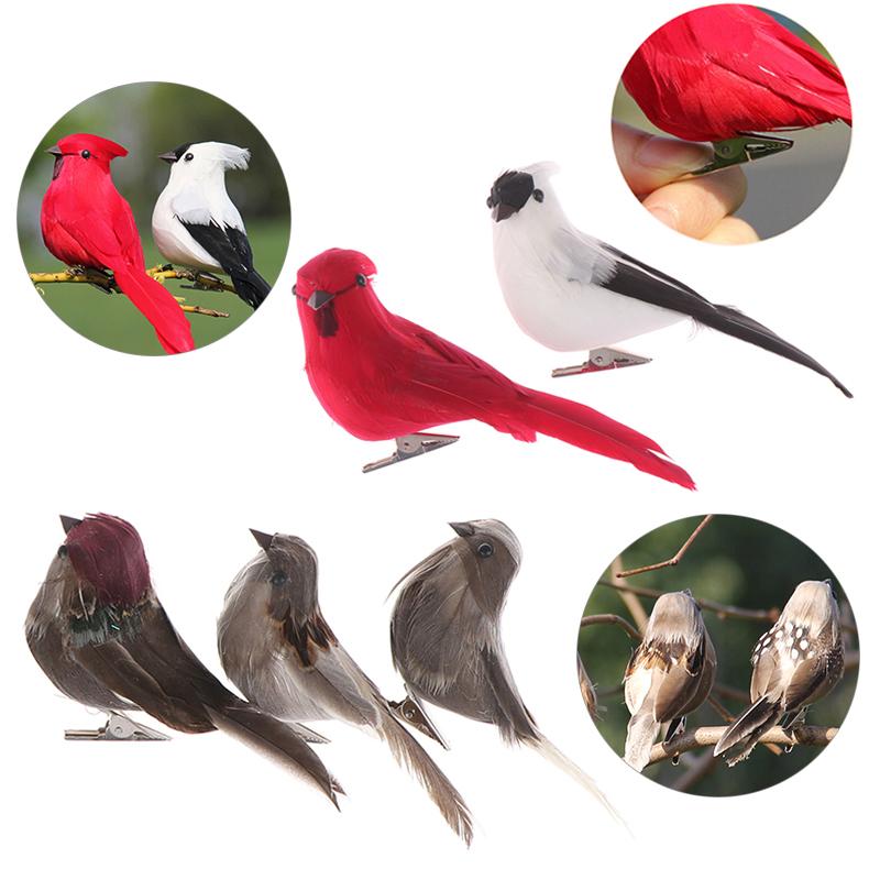 Christmas Artificial Pigeon Birds Fake Doves Simulation Feather Pigeon Tree Wedding Party Craft Ornaments Home Living Room Decor