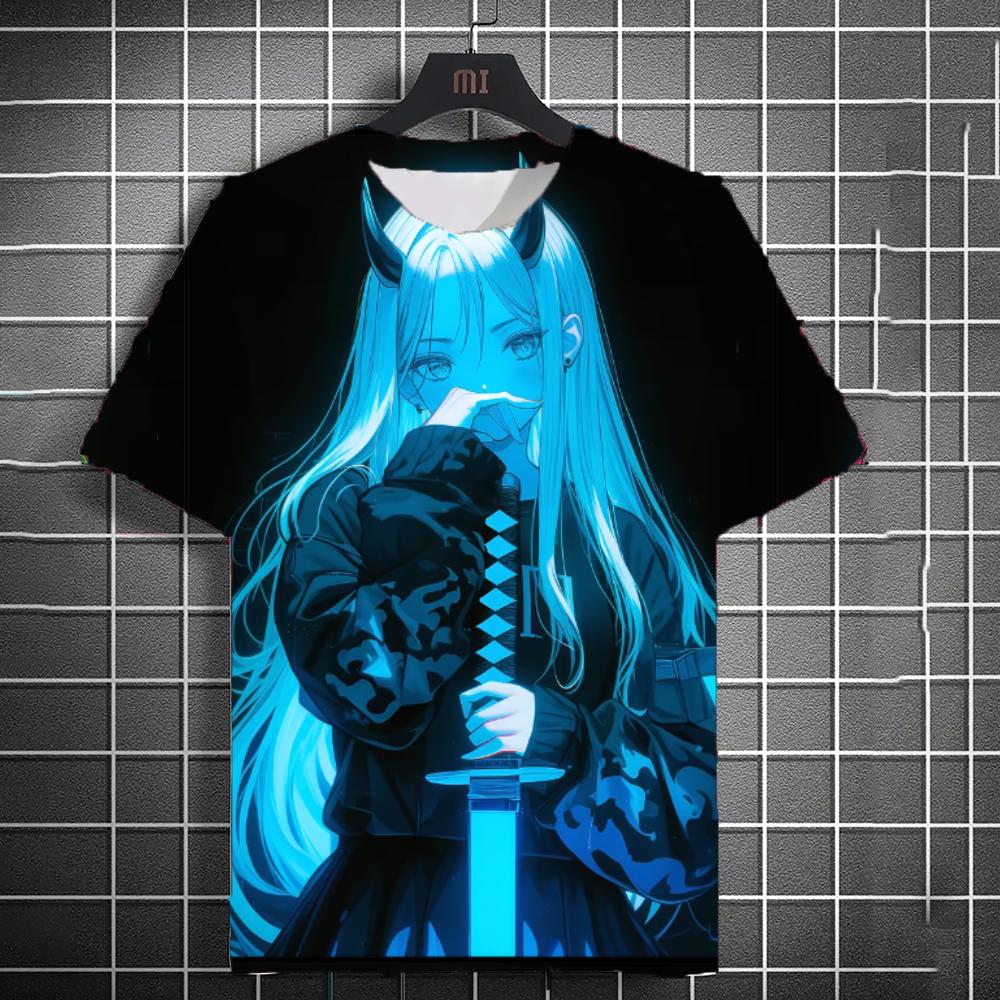 New Men's Samurai Katana Tattoo Girl T-Shirt Street 3D Print Tee Summer Women Short Sleeve Top