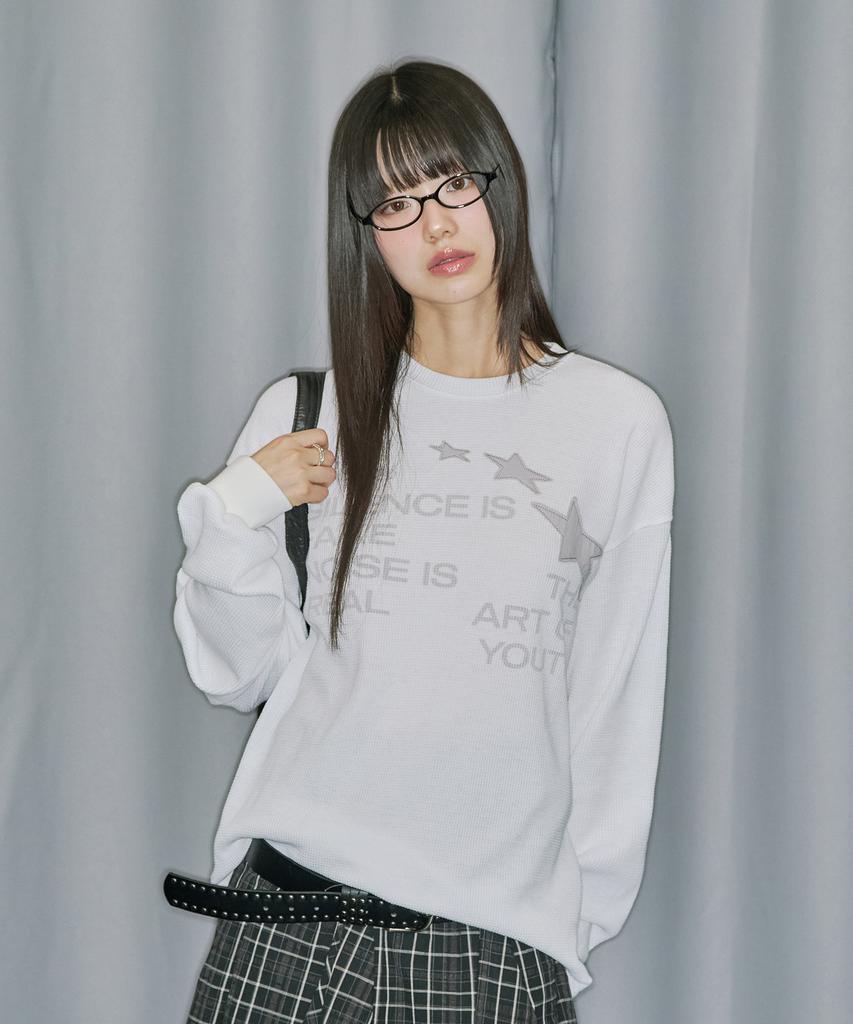 ODDSTUDIO Star Applique Waffle Long Sleeve - Off White