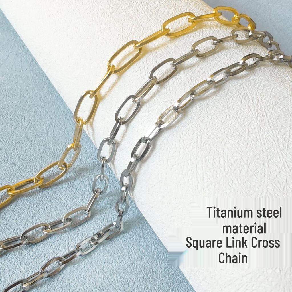 Non-fading Stainless Steel Cross & Oval Chain DIY Accessories