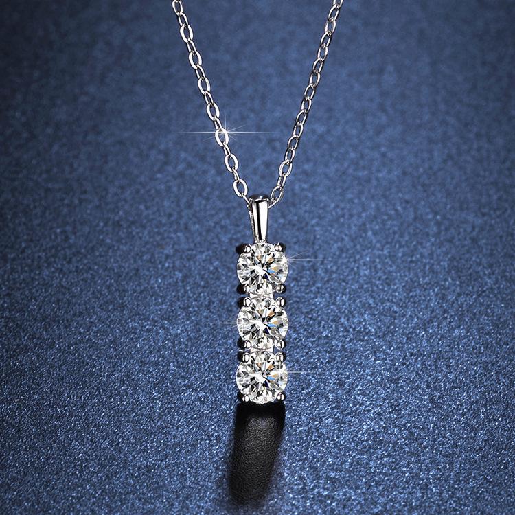 Elegant Versatile Long Pendant Necklace with Inlaid Diamonds - Women's Fashionable European and American Style