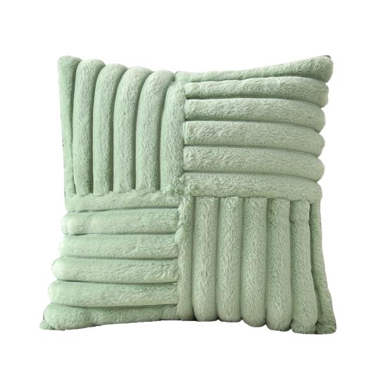 Plush Throw Pillow Cover 18x18 Inch Soft Faux Fur Striped Cushion Cover Machine Washable Fluffy Pillowcase for Sofa Living Room Bedroom Decor
