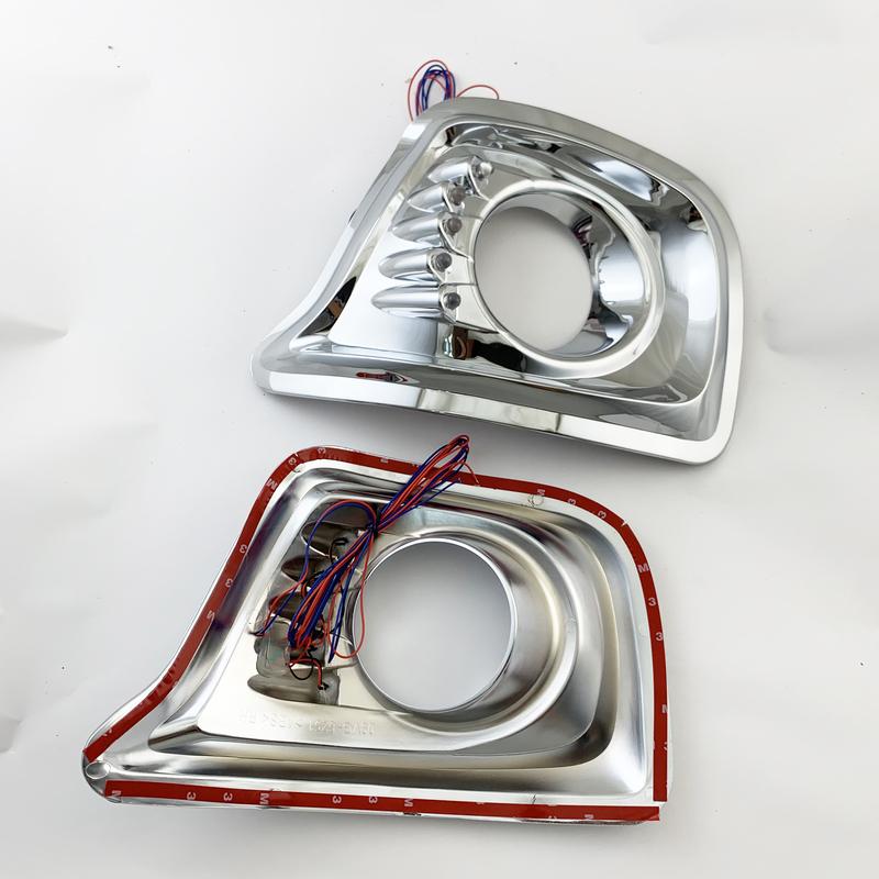 2pc New Car ABS Chrome Accessories Plated Front Fog Lamp Cover With LED Trim For Toyota Hliux Vigo SW4 2008 2009 2010 2011