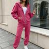 Women's Casual Two Piece Athletic Set Zip Up Hoodie and Jogger Pants