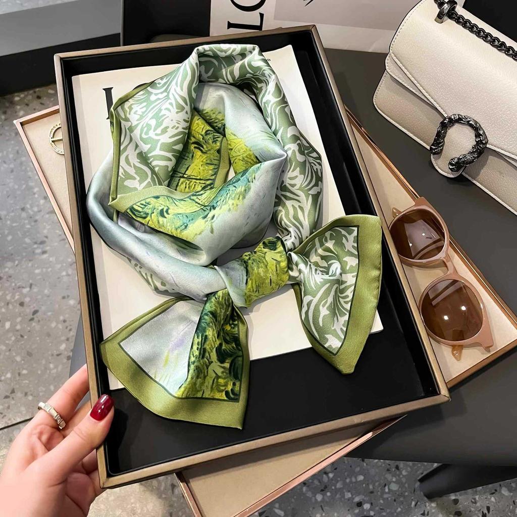 Small Silk Scarf Women's Spring and Autumn Thin Korean Version Versatile Thin and Narrow Long Scarf Tied Hair Temperament Square Scarf with Suit Shirt
