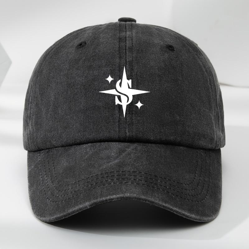 Men s Adjustable Baseball Cap Star Letter Print Breathable Outdoor Sports Cap чёрный