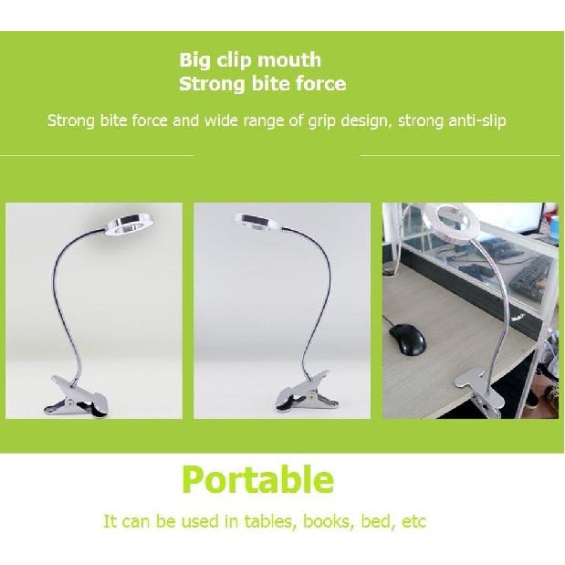 ZJchao Magnifying Lamp, 2.5X Cold Light Lamps with Clamp Desk Magnifier LED USB Beauty Lamp Metal Tube Clip Swing Arm Desk Lamp Book Reading Light