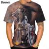 Summer 3D Printed Templar Pattern T-shirt Cross Pattern Printed Personalized Street Short Sleeve Top Men's Casual Fashion Round Neck Clothing