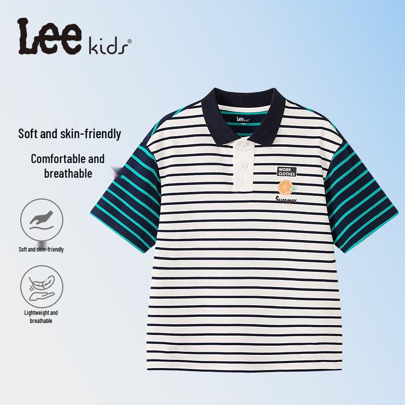 Lee Kids' Striped Colorblock Raglan Short Sleeve Polo Shirt for Boys