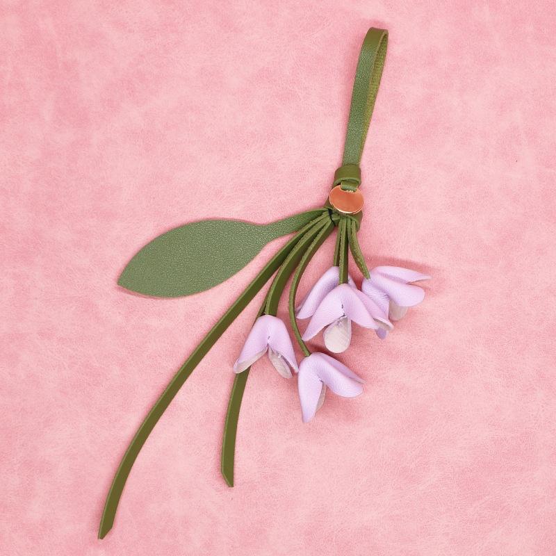 Fashion PU Leather Simulation Osmanthus Keychain Bag Pendant Decoration Artificial Flower Backpack Hanging Ornaments Gifts