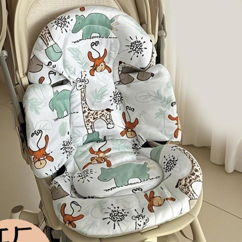 Ergonomic Strollers Harness Sleeve & Crotch Protector Set with Seat Pad Gentle Support Easy Installation Cartoon Pattern