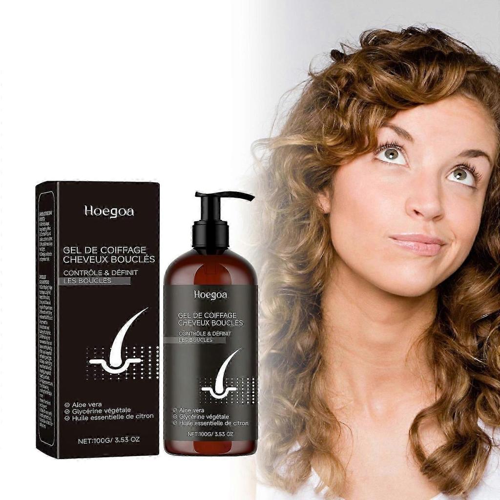Hoegoa Curly Hair Styling Gel, Lazy Hair Styling Moisture Maintenance Frizz Smooth Long-Lasting Natural Styling