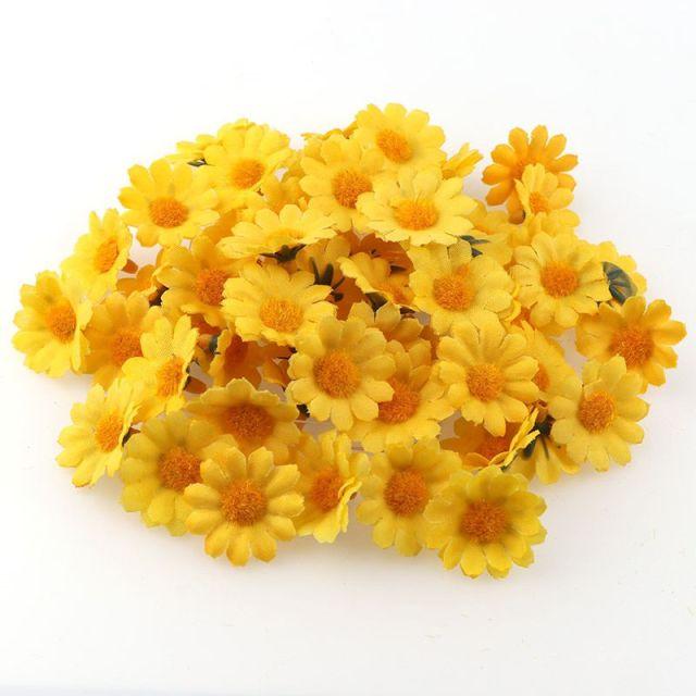 100pcs Mini Dasiy Artificial Flowers Head Wedding Decoration for Home Decor DIY Wreath Gift Box Scrapbooking Craft Fake Flower