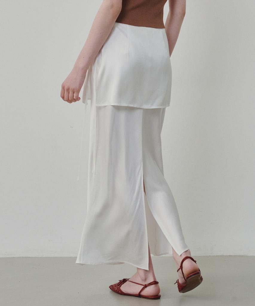 Ollibeudeollibeu Overlay Layered Satin Long Skirt Ow6Ms4200