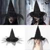 Dark Series Witch Caps Wizard Hat Cosplay Party Headwear Halloween Costume Hat Carnivals Party Pointed Hat with Flower